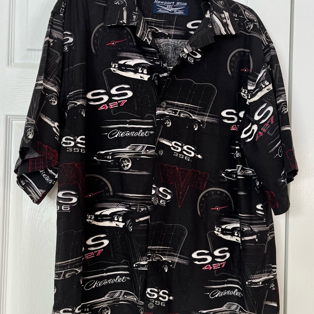 Newport Blue Men's Chevy Classic Black and White Car Graphic Shirt